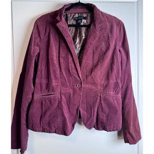 Calvin Klein Jeans Lined Corduroy Blazer Y2K Academia Button Front Burgundy L
